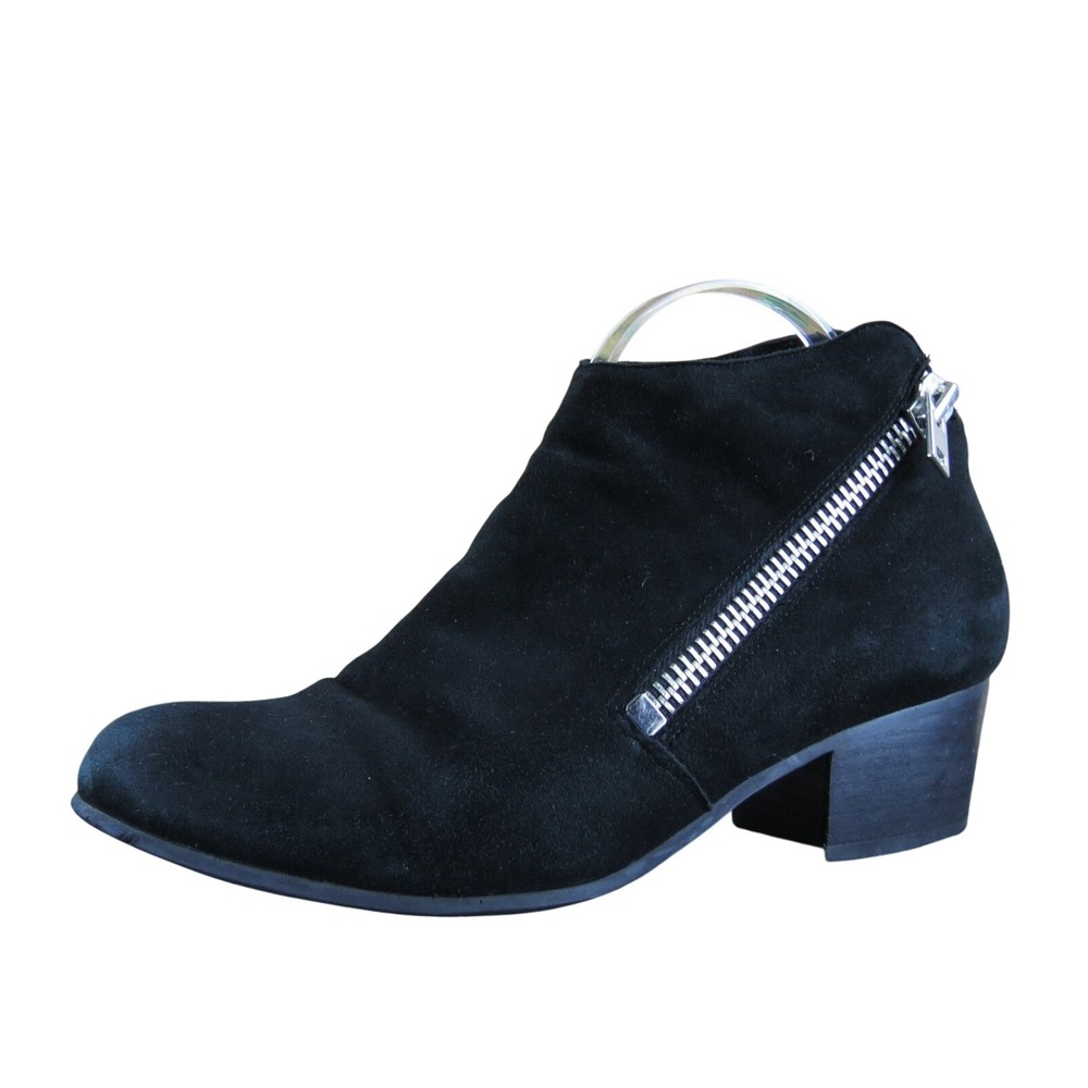 Vaneli Black Suede Ankle Boots with Side Zipper Low Block Heel Women's Shoes 10M